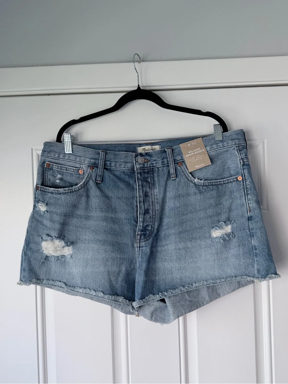 NWT MADEWELL SIZE 32 Relaxed Denim‎ Shorts in Homecrest Wash Ripped Edition